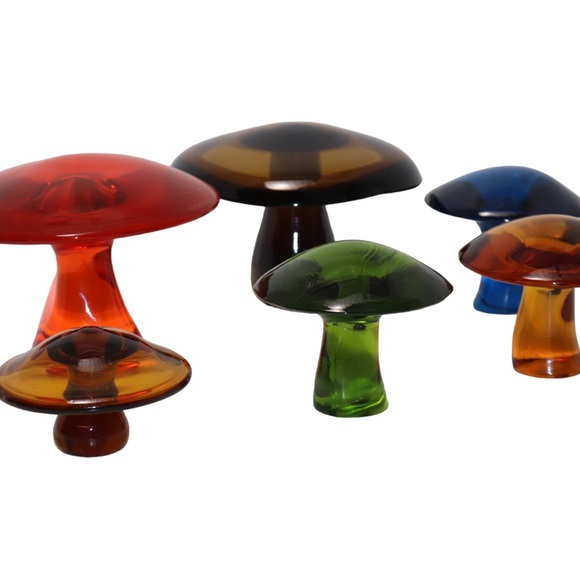 Vintage Viking Glass Mushroom Medium Size Green - Picture 4 of 4